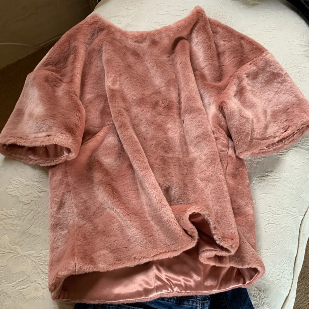 Cozy pink faux fur silk lined top